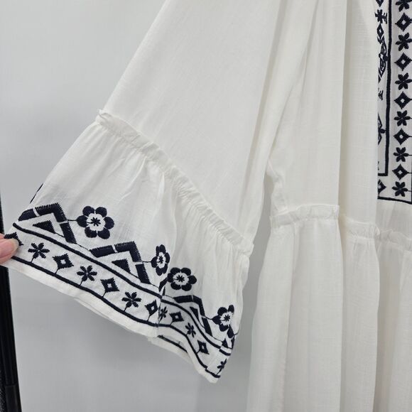 Savanna Jane NWT embroidered Boho peasant dress Size 3X white & blue - Picture 3 of 9